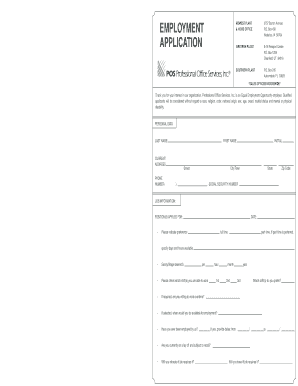 EMPLOYMENT APPLICATION - POS Professional Office Services, Inc.