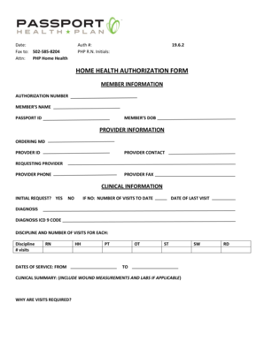 Home Health Authorization Form