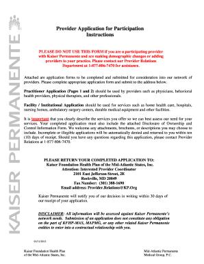 Kaiser Permanente Provider Application
