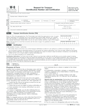 Form W-9 Request for Taxpayer Identification Number and Certification