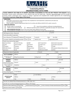 Credentialing Alliance Organizational Data Form