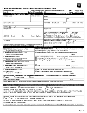 CIGNA Specialty Pharmacy Fax Order Form