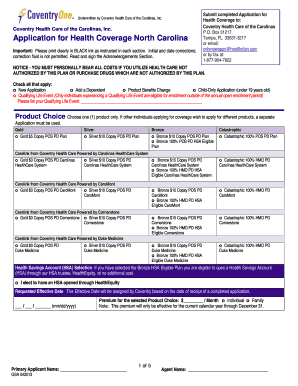 Coventry Health Care Application for Health Coverage