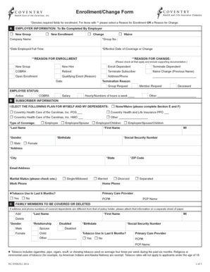 North Carolina Health Insurance Enrollment Form