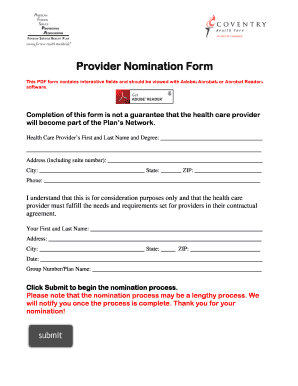 Provider Nomination Form