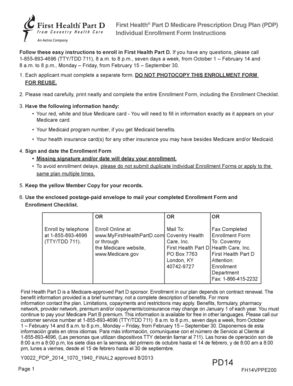 First Health Part D Medicare Prescription Drug Plan Enrollment Form