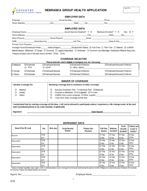 Nebraska Group Health Application