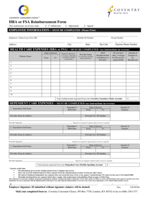 HRA or FSA Reimbursement Form