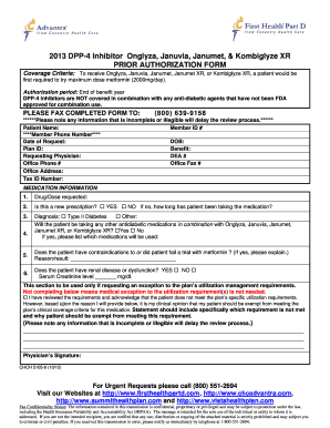 DPP-4 Inhibitor Prior Authorization Form