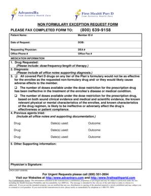 Non Formulary Exception Request Form