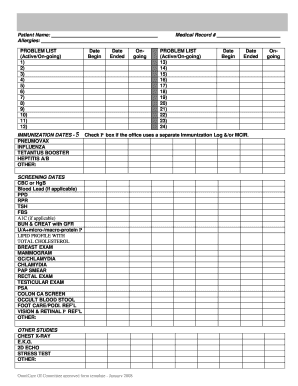 Stroke system disorder template - Allergies+pROBLEM liST List Form - Coventry Medicaid Michigan