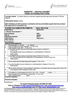 Diabetes Januvia/Janumet Prior Authorization Form