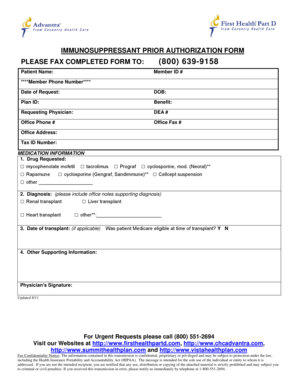 Immunosuppressant Prior Authorization Form