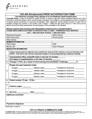 Xolair Prior Authorization Form