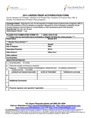 2014 Linzess Prior Authorization Form