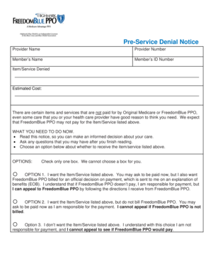 Pre-Service Denial Notice