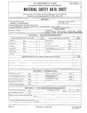 Material Safety Data Sheet