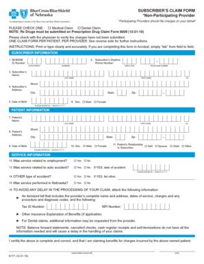 Subscriber’s Claim Form