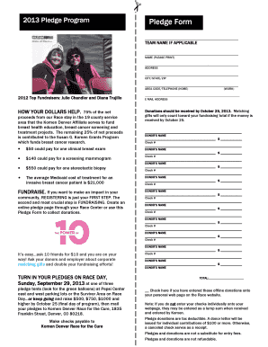 Komen Denver Race for the Cure Pledge Form