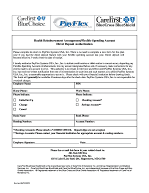 direct deposit payflex carefirst form