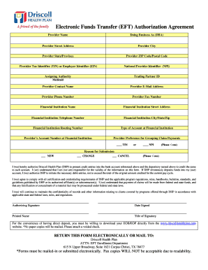 Electronic Funds Transfer Authorization Agreement