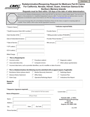 Medicare Part B Redetermination/Reopening Request