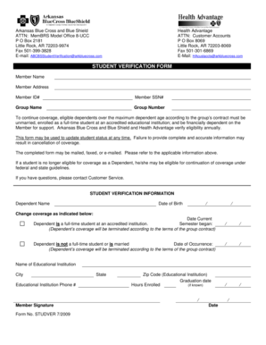 Arkansas Student Verification Form