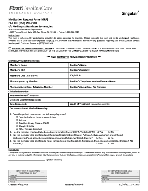 Singulair Medication Request Form