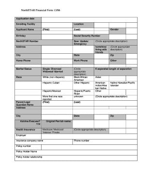 NorthSTAR Financial Application Form