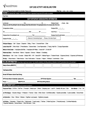 EAP Case Activity and Billing Form