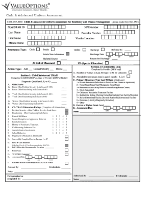 CARE-CUA-RDM Child & Adolescent Assessment Form