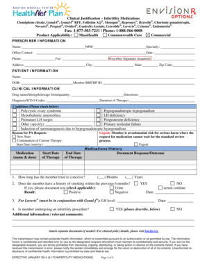 Clinical Justification Form for Infertility Medications