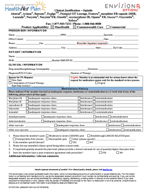 Clinical Justification Form for Opioids
