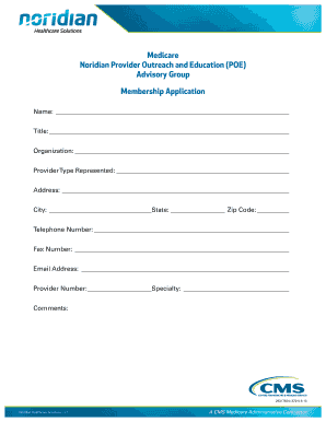 (POE) Advisory Group Membership Application - Noridian