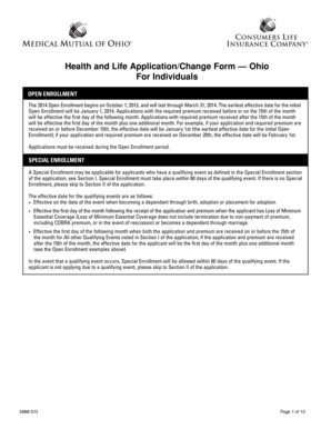 Ohio Health and Life Application Form