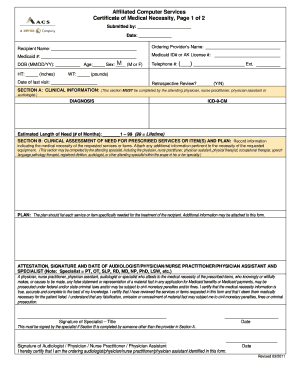 Certificate of Medical Necessity