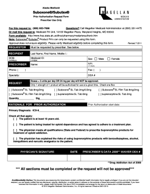 Alaska Medicaid Suboxone Prior Authorization Request Form