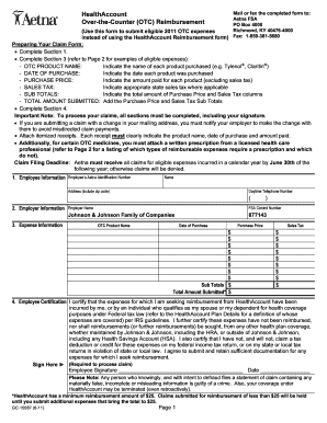 Aetna FSA Over-the-Counter Reimbursement Form