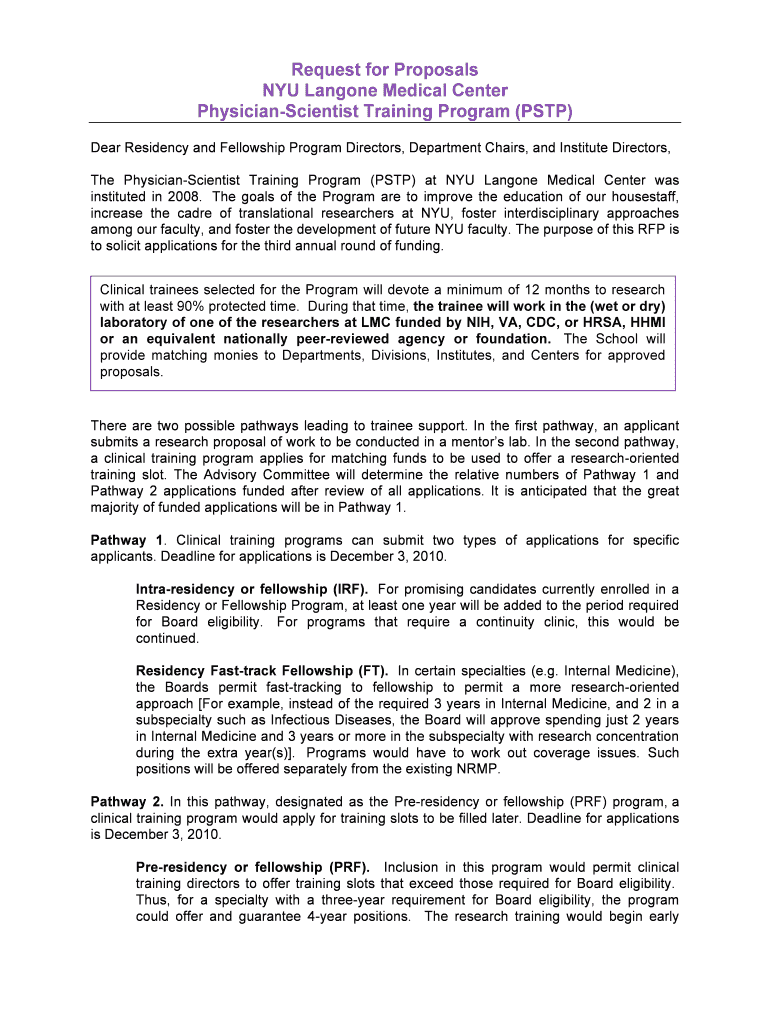 Fillable Online webdoc nyumc Request for Proposals NYU Langone Medical