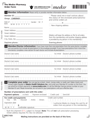 Medco Pharmacy Order Form