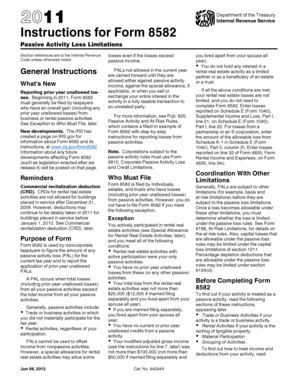 IRS Form 8582 Instructions