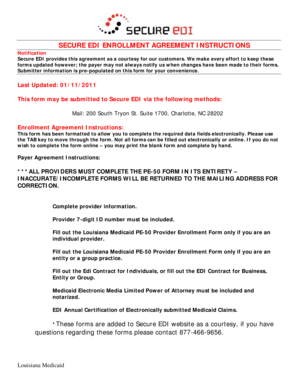 Louisiana Medicaid PE-50 Provider Enrollment Form