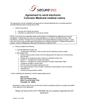 Colorado Medicaid Electronic Claims Agreement