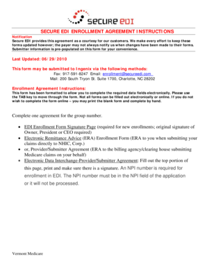 Secure EDI Enrollment Agreement