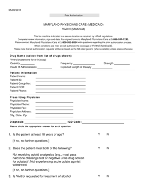Maryland Vivitrol Prior Authorization Form