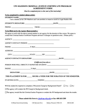 Student/Agency Agreement Form - ssc wisc