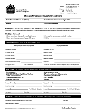 Seattle Housing Change of Income or Household Conditions Form