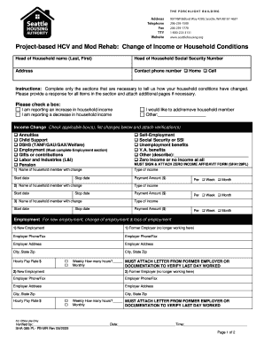 Seattle Housing Authority Income Change Form
