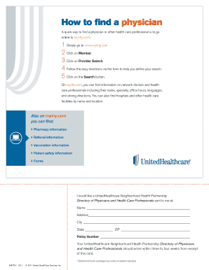 UnitedHealthcare Physician Directory Request Form