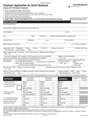 Employer Application for Small Business Health Insurance